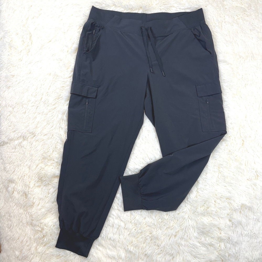 All in Motion Cargo Joggers Women XL Black Drawstring Zip Pocket Athleisure